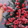 Christmas Snowflake Red Berries Red Fruit Simulation Berry Branches 12 Heads Holly Berry Stems DIY Wreath Xmas Tree Decorations