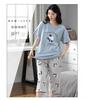 Korean Style Women's Summer Pajama Set – Imitation Cotton, Short Sleeve, Capri Pants, Thin, Cute, Plus Size