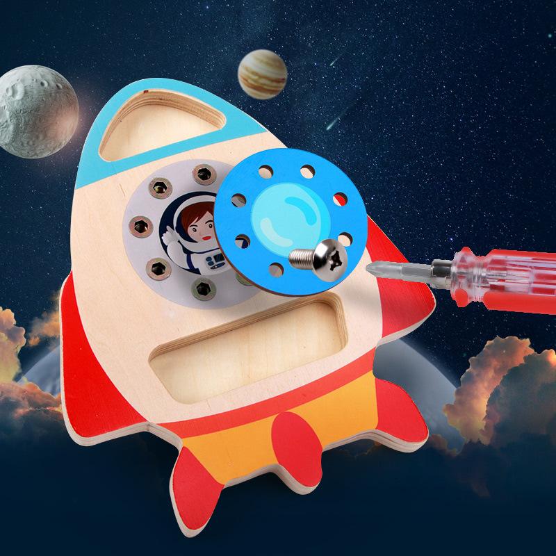 Children'S Early Education Enlightenment Simulation Rocket Model Screwing Screws Nut Repair Tools Disassembly And Assembly Combination Educational Toy