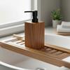Walnut Texture Pump Bottle Long-Lasting Resin Refillable Shampoo Bottle Square Lotion Dispenser Elegant Design Bathroom