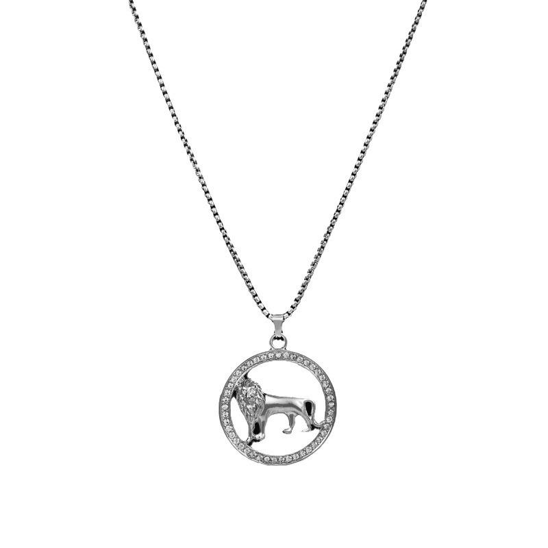 Animal Pendant Necklace, European and American Hip-hop Style Retro Trendy Lion Pendant Accessory