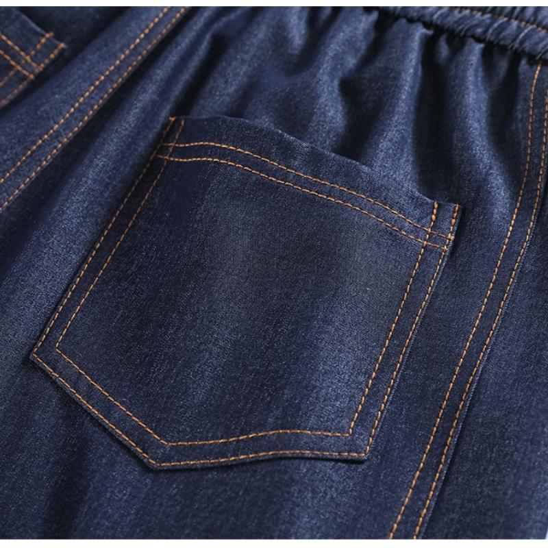 Dark Blue Imitation Tencel Jeans for Women, Spring/Summer New High-Waisted Slimming Plus Size Straight Loose Wide-Leg Pants