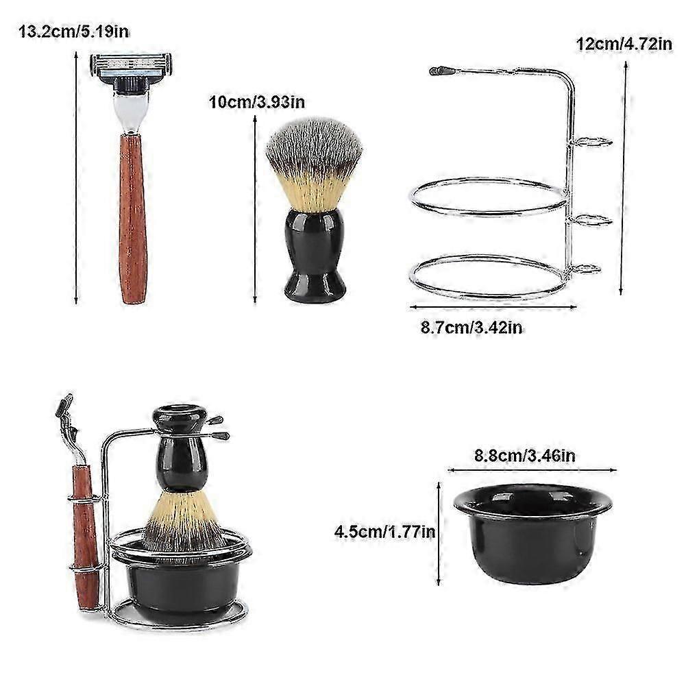 4 In 1 Professional Men Manual Razor Set, Manual Razor Stainess Steel Stand Holder, Shaving Brush And Bowl Set