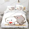 Lovely Peach Cat Cute Bedding Set Cartoon Anime Adult Kid Bedroom Soft Duvet Cover 3D Print Vibrant Kawaii Anime Cozy Set