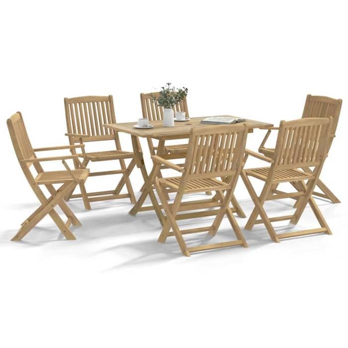 VidaXL Ensemble à manger de jardin 7 pcs Bois d'acacia solide, ensemble de salle à manger d'extérieur, meuble de salle à 3214235