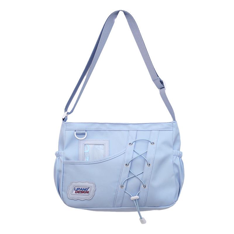 Damen Große Kapazität College Stil Lässig Ita Umhängetasche mit Transparentem Abzeichen