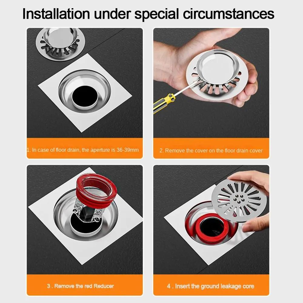 Sifon de pardoseală pentru duș cu clapetă antiretur, detașabil, anti-miros, cu filtru, dop, universal, cu drenaj rapid