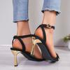 Ladies' Fashionable and Simple Summer High-heeled Sandals with Slim Heels and Super High Heels Show Off Leg Length