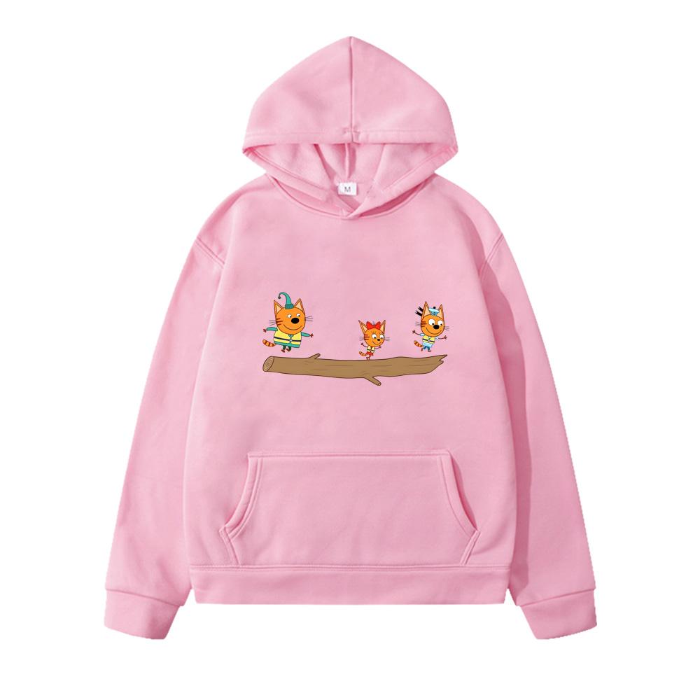 

Boys Hoodies Kid-e-cats Cartoon Print Comic Comfortable boys/girls Spring Autumn New Kids Hooded Sweatshirts Kawaii Sportswear jacket pullover 130 розовый