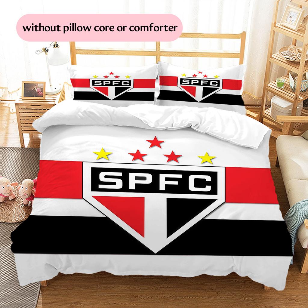 Sao Paulo FC3 Pattern Bedding Quilt Set  Home Decoration  Gift (1 * Duvet Cover + 2 * Pillowcase  Without Core)