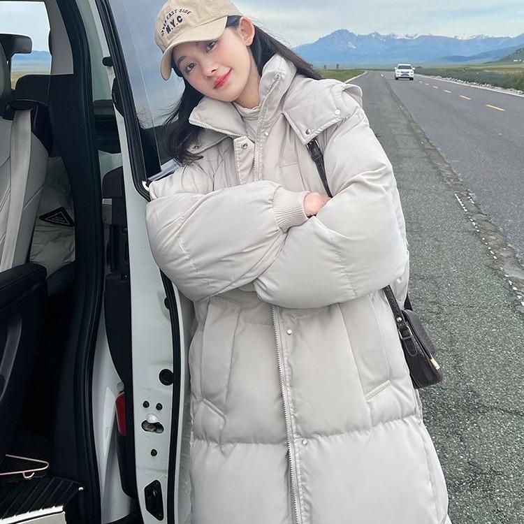 Thickened Bread Coat Solid-colored Cotton-padded Jacket for Women Loose Mid-length Korean-style Down Jacket for Women Winter Coat Cotton-padded Jacket