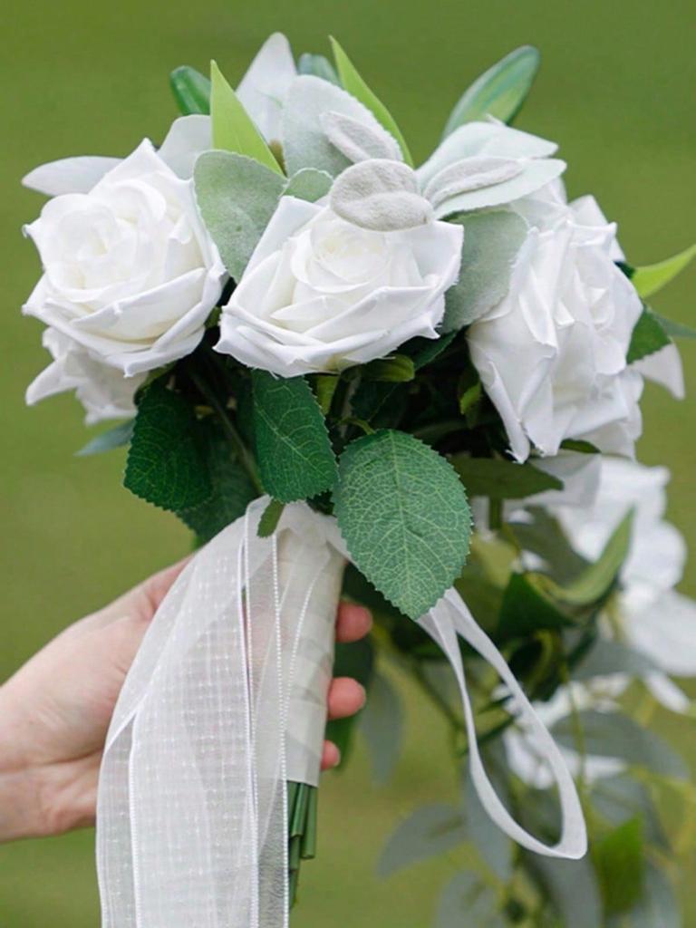 Buquê de noiva Buquês de casamento em cascata para noiva Buquês de noiva artificiais para cerimônia de casamento e aniversário Decoração de dia dos namorados