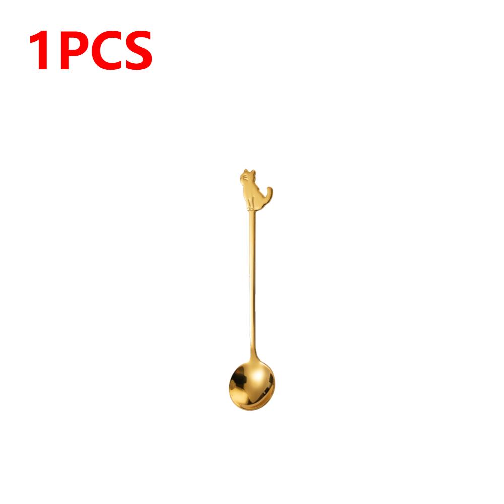 Edelstahl Kaffee Löffel Schöne Nette Katze Form Teelöffel Dessert Snack Scoop Eis Mini Löffel Geschirr Küche Werkzeuge