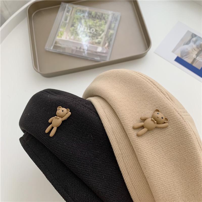 1pc Women Girls Winter Beret Hat Retro Solid Color French Painter Hat Artistic Beret Caps