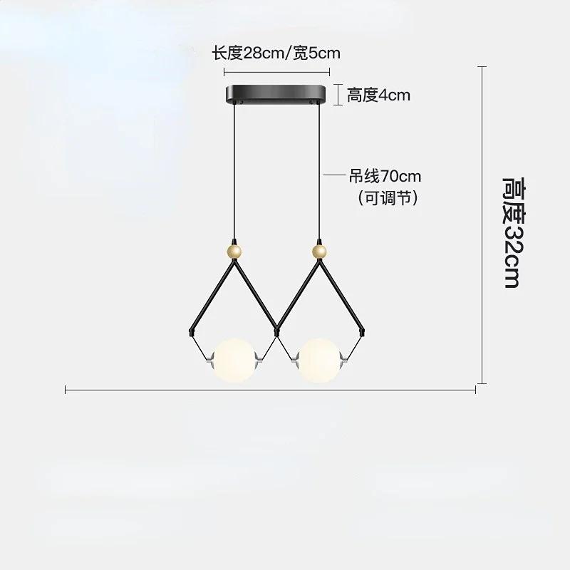 Black Or Gold LED Chandelier Dining Room Coffee Shop Modern Long Pendant Lamp Creative Restaurant Bar Multi-head Hanging Light