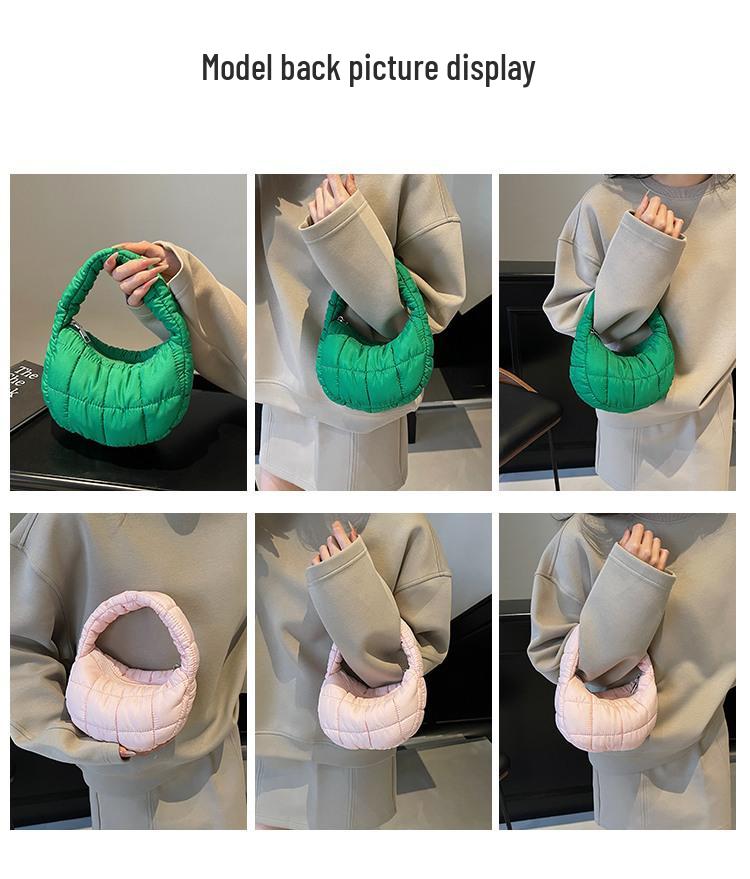 Korean Pleated Plaid Cloud Mini Handbag 2024 – Chic Downy Underarm Bag