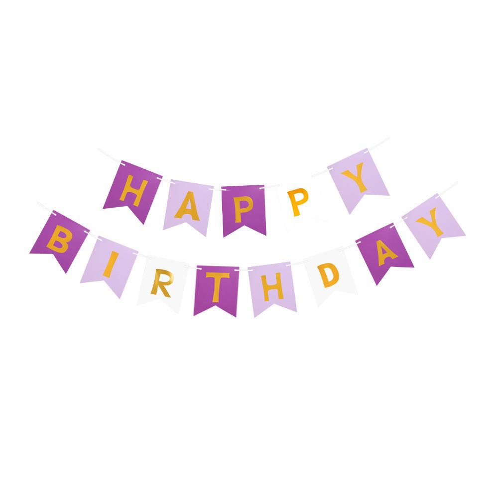 Birthday Happy Unique Triangular Paper Flag Banner With Foil Letters For Special Occasions