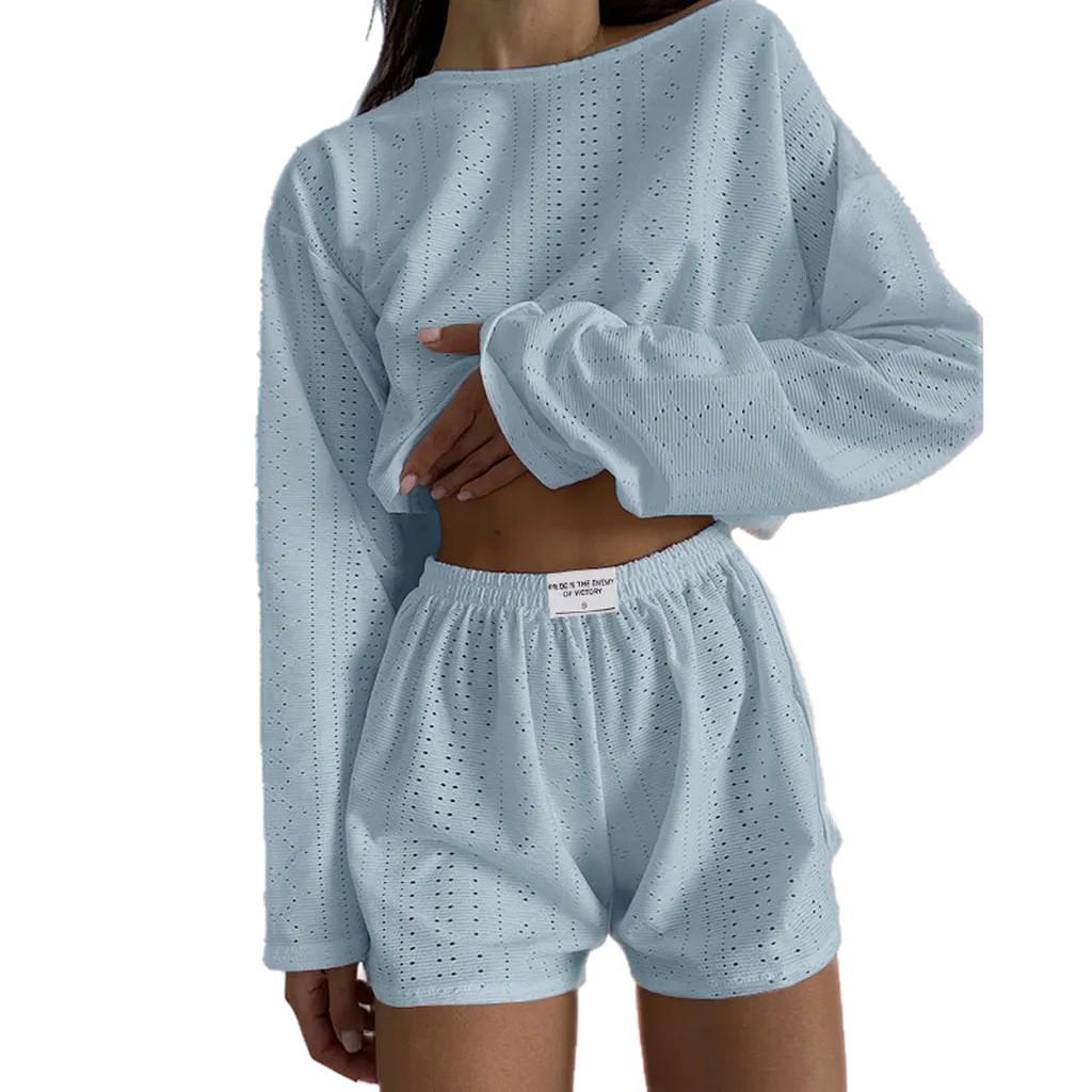 Europejski i Amerykański Letni Zestaw dla Kobiet: Modny Luźny Sweter i Dopasowane Krótkie Spodnie