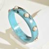 DIEZI Exaggerated Resin Pearl Shell Wide Bangles Vintage Fashion Geometric Round Bracelet Bangle For Women Men Gift Jewelry
