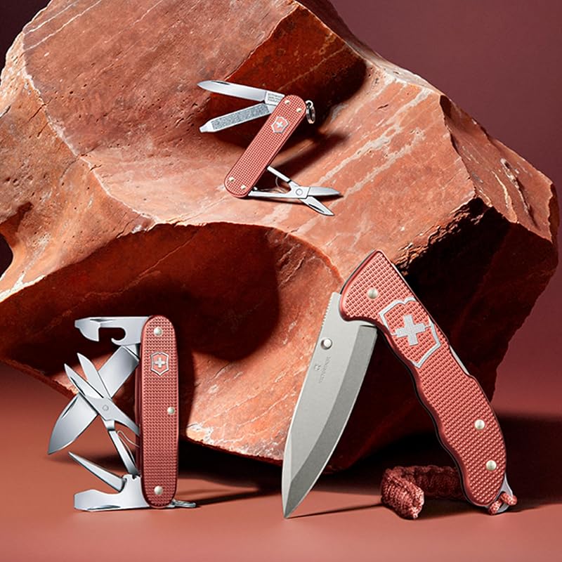 VICTORINOX Pioneer X ALOX Limited Edition 2025 Stone Red Swiss Army Knife, Multi-Function Knife for Outdoor Activities, Includes Scissors and a