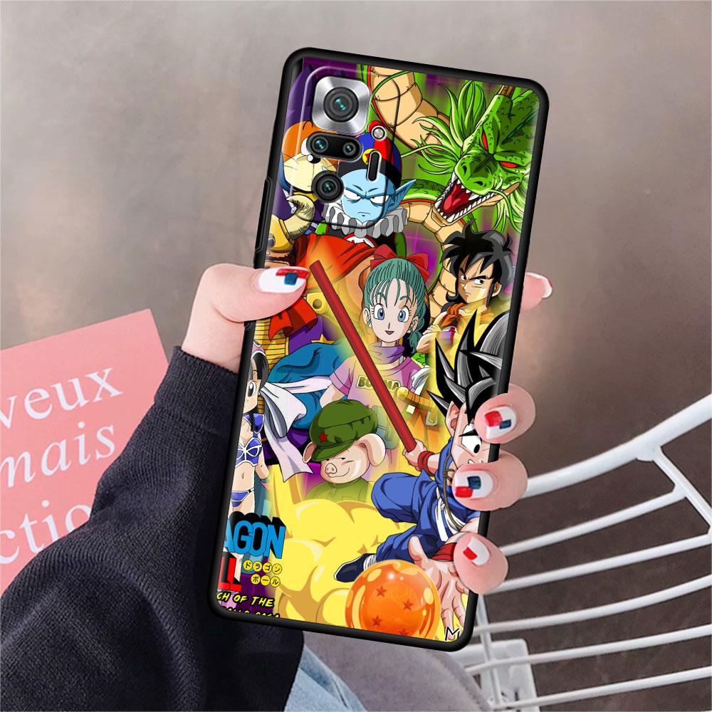 Luxury Black Phone Case For Xiaomi Redmi Note 11 10 9 8 7 Pro 9S 9A 9C 10s 8T K40 10C 10S Funda Cover Beerus Dragons Anime