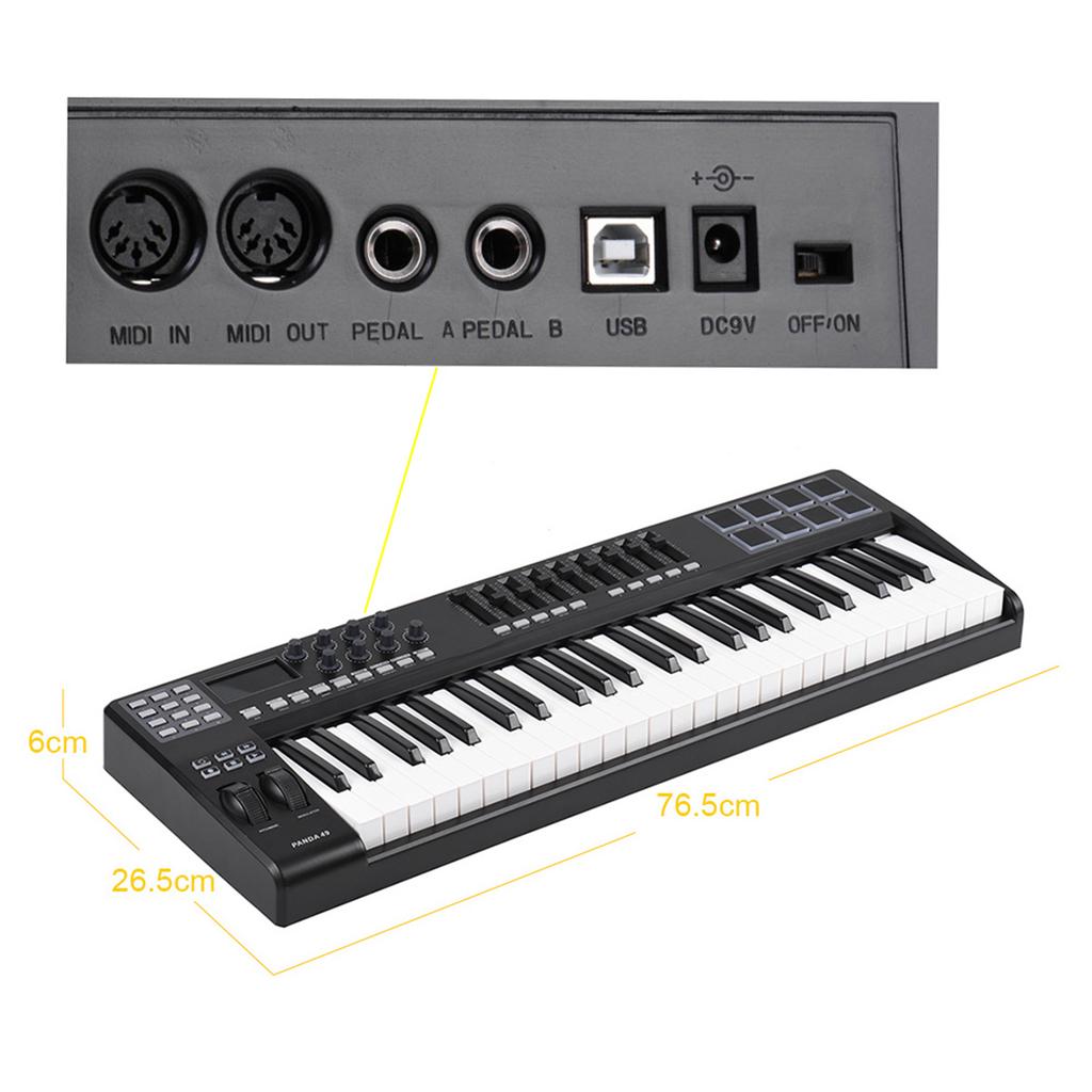 WORLDE PANDA49 Portable 49 Key USB MIDI Keyboard Controller 8 RGB Colorful Backlit Trigger Pads with USB Cable