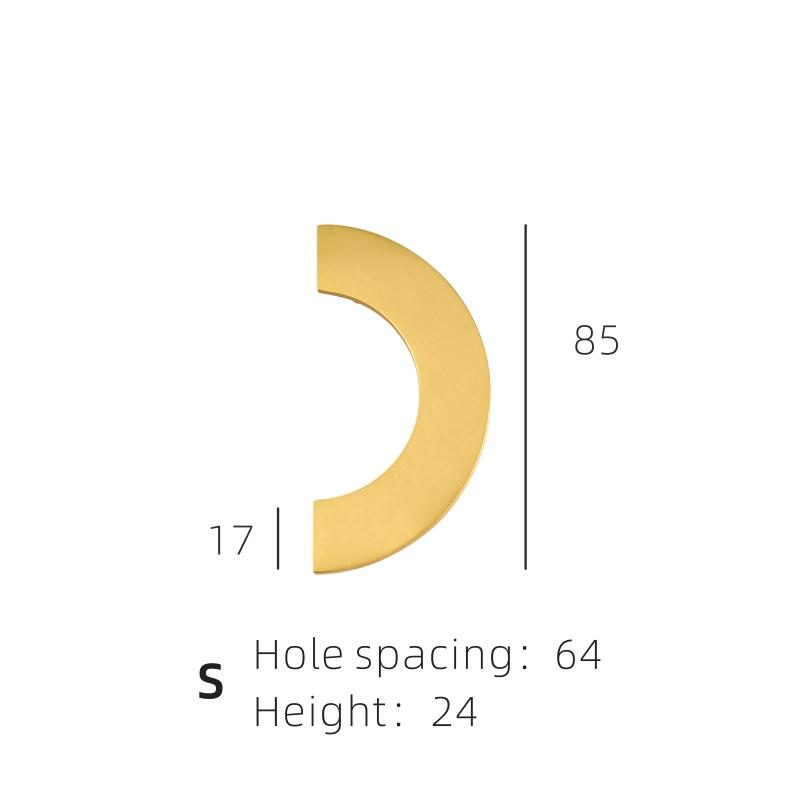 Dooroom Brass Furniture Handles Modern Light Luxury Semi Circle Pulls Wardrobe Dresser Cupboard Cabinet Drawer Half Moon Knobs