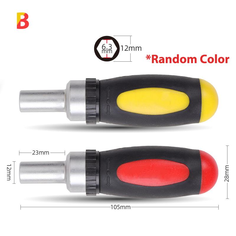 1/4 (6.35Mm) Ratchet Screwdriver Bit Holder Handle Multifunctional Magnetic Bit