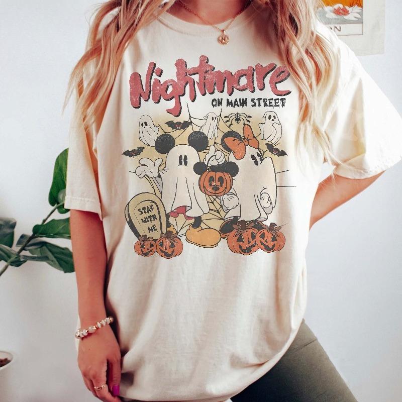 Retro Mickey Minnie Nightmare Shirt Mickeys Not So Scary Party Shirt Nightmare on The Main Street Mickey Ghost Shirt S