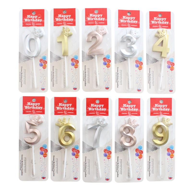 

Новая Корона для Торта на День Рождения Цифры 0-9 Свечи Первый Год Вечеринка Десертный Стол Красочные Свечи-Короны Shell Crown Digital Candle Rose Gold 9
