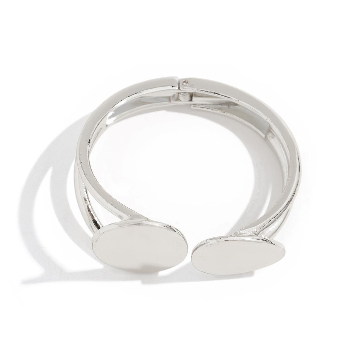 

Salircon Exaggerated Punk Smooth Heavy Metal Bangle Bracelet for Women Trend Geometric Open Spring Bangle Party Jewelry Gift