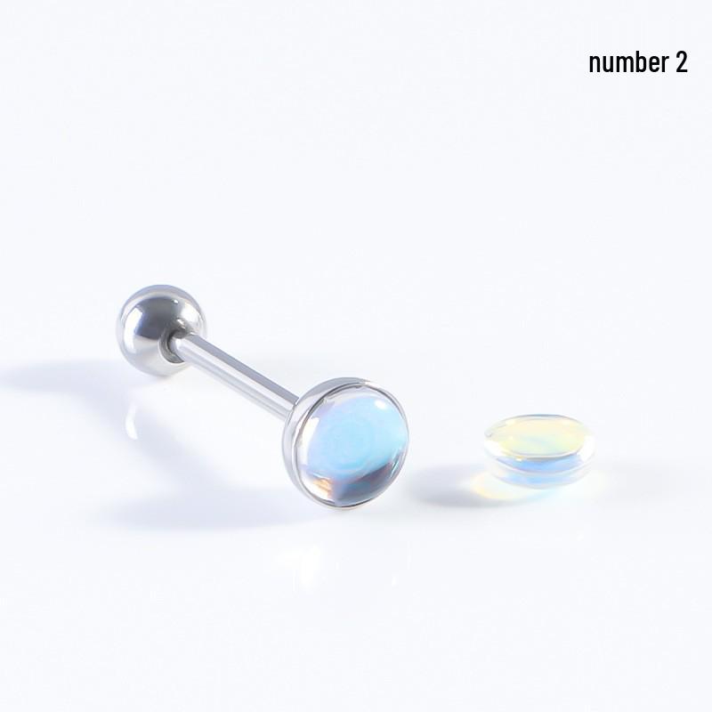 Iridescent Multi-Color Stainless Steel Tongue Ring - Removable Threaded Piercing Jewelry, Hot Girl Style.