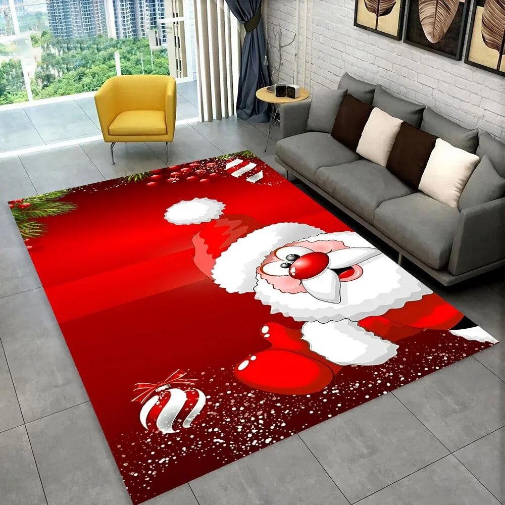 Santa Claus Christmas Carpet Tree Large Area Rug Living Room Rug Bedroom Sofa Doormat Christmas Decoration Non-slip Floor Mat