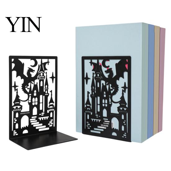 Heavy-duty Bookends 1 Pair Metal Dragon Bookends, Fantasy Castle Decorative Book Ends Texture for Shelves, Heavy Duty Gothic Holders Home Office