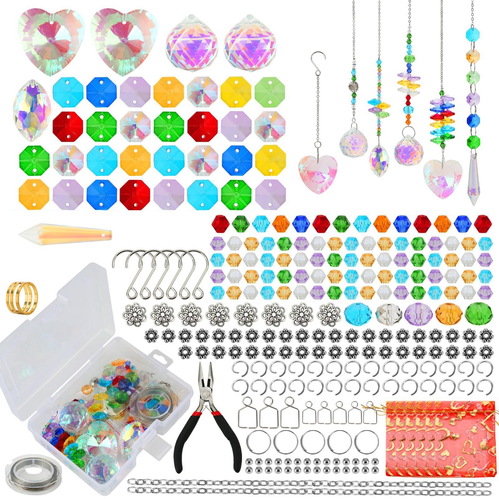 

460 предметов Наборы для ловца солнца из хрустальных бусин, принадлежности для изготовления украшений для колокольчиков, стильный набор для украшения окон