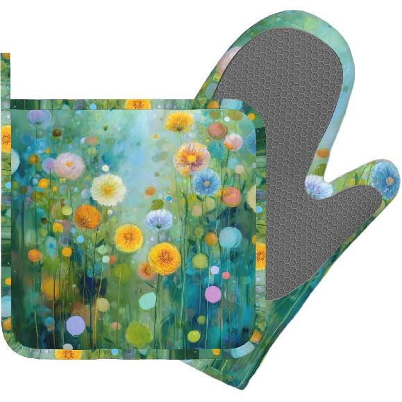 Day of The Dead Oven Mitt and Pot Holder with Silicone Heat Resistant Kitchen for Cooking BBQ Baking Grilling Cooking Protection