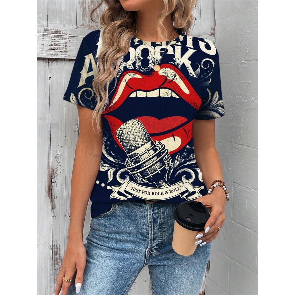 

3D Poker Print Women s T-shirt Summer Daily Casual Women s Short-sleeved Top Urban Street Women Fashion Crew-neck T-shirt S