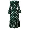 Women's Fashion V-neck Long-Sleeved Print Oversized Strappy Long Dresses