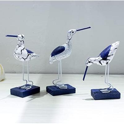 Figurine Mouette Océan Côtier en Bois Décorations Nautiques Ornements, 3 Pièces
