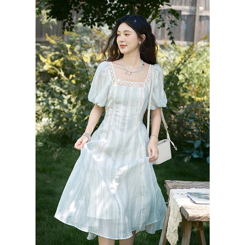 Mishow Sweet Square Neck Crocheted Lace Dress S