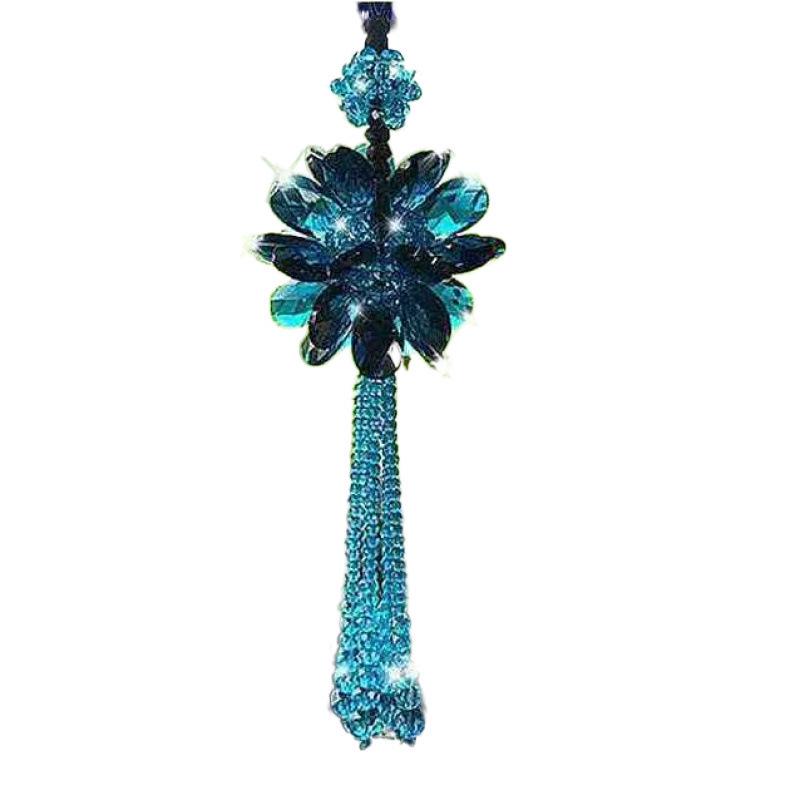 High-End Crystal Car Rearview Mirror Pendant - Stylish Women's Ornament