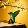 Hand Carved Wooden Hummingbird Figurines Hanging Ornament for Car Office Home Decors Wood Hummingbird Wind Chimes