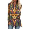 Women's Fashionable Round Neck Raglan Long Sleeved Carnival Printed Casual Pullover Top