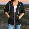Women Hoodie Zip Up Sweatshirt Half Zipper Drawstring Hooded Jacket Kangaroo Pocket Casual Outerwear