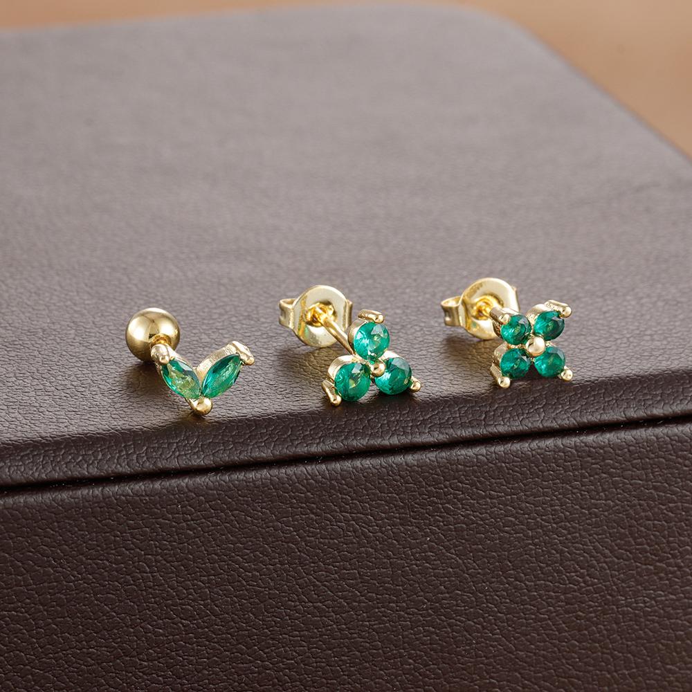 Набор из 3 сережек-гвоздиков для пирсинга хряща из нержавеющей стали с мини-цирконами, женские серьги для пирсинга уха (Helix, Tragus), женские украшения для тела