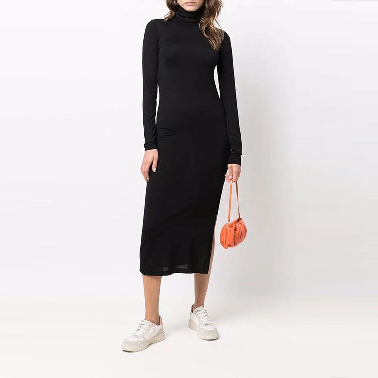 Polo Ralph Lauren Solid Knit Turtleneck Long Sleeve Dress Women Dresses Black 211763521-001