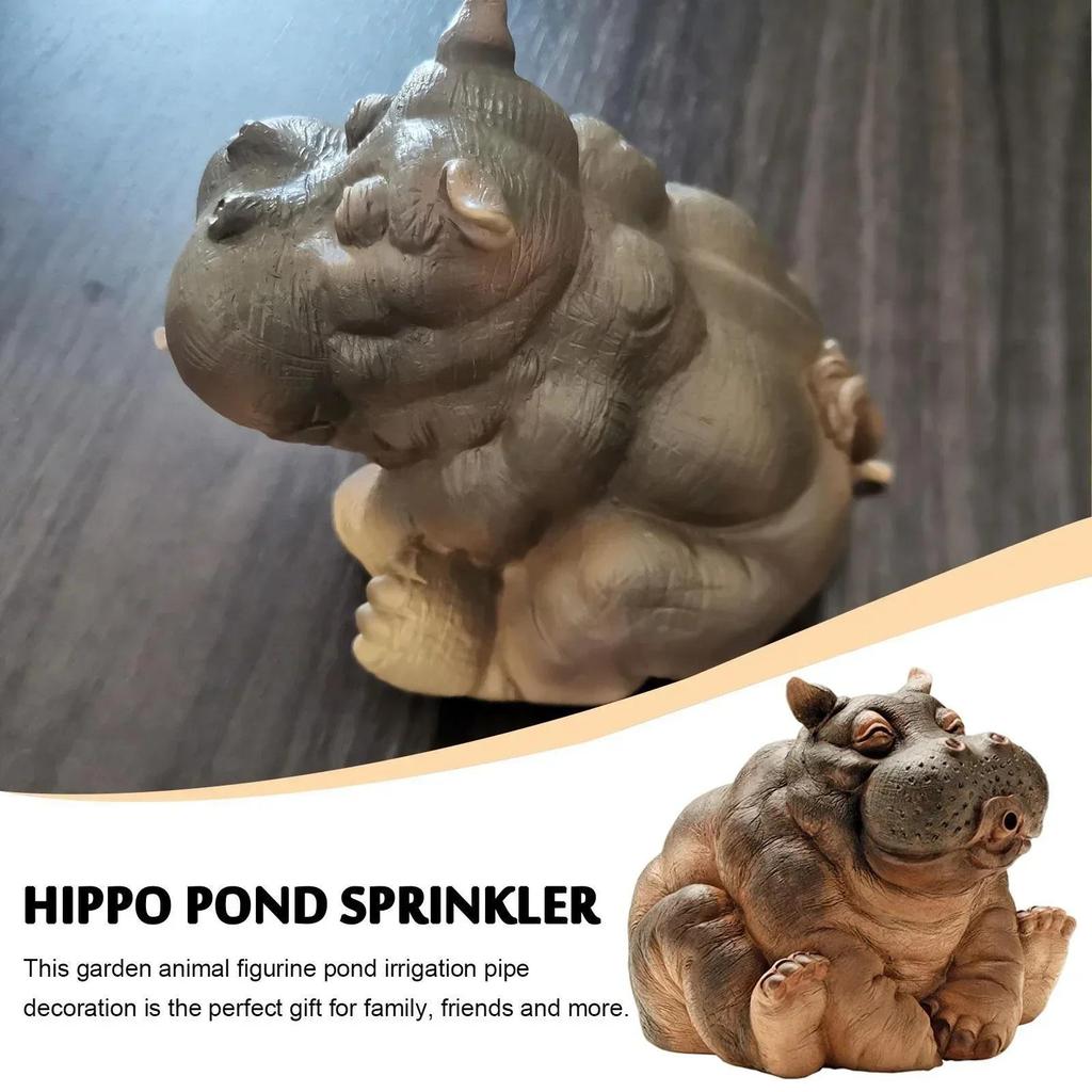 Neues Hippo Dekor Teichspeier Statue Hippo Gartenzubehör Tierischer Außensprenger Hof Terrasse Heimdekoration Haus Skulpturen
