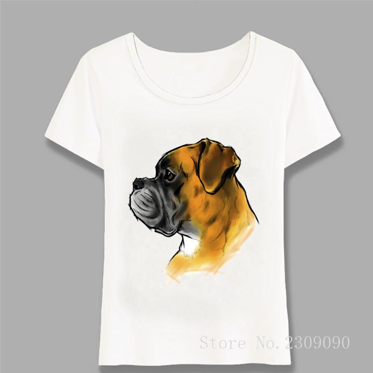 New Fashion Women T Shirts Funny Boxer Dog Print T-Shirt Girl Casual Tops Dog Lovers Design Summer Cute Girl Tees Harajuku