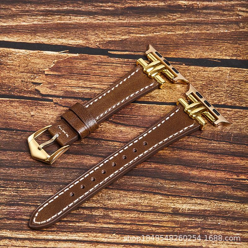 Die erste Schicht des Retro-Armbands mit schmaler Taille ist für Damen-Apple-Watch-Armbänder Applewatch8765Se geeignet.
