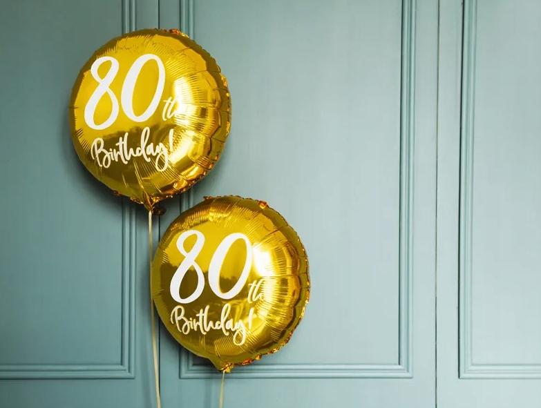 Balon Foliowy Na 80 Urodziny Birthday Złoty Osiemdziesiątka Party 45Cm